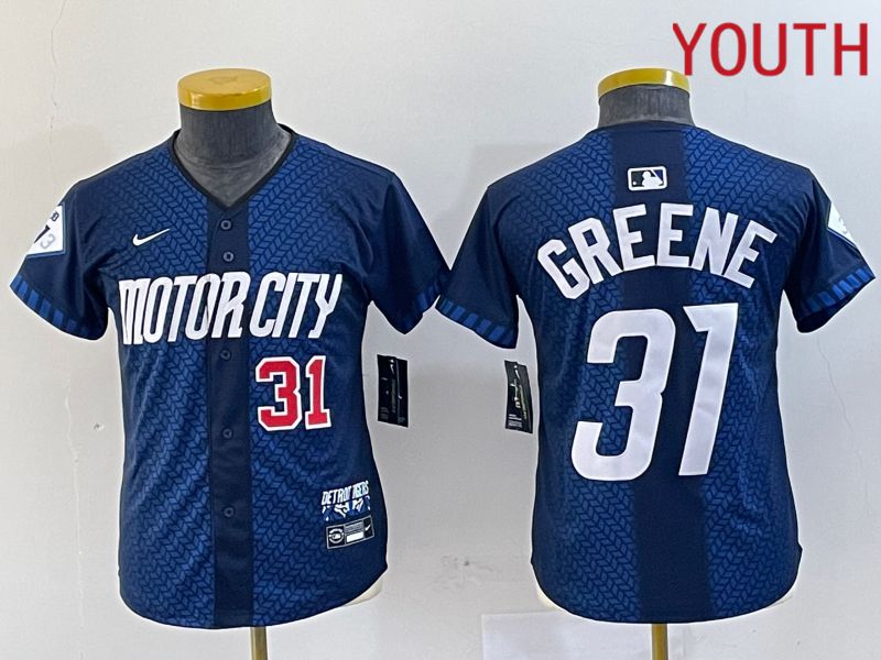 Youth Detroit Tigers #31 Greene Blue City Edition Nike 2024 MLB Jersey style 3